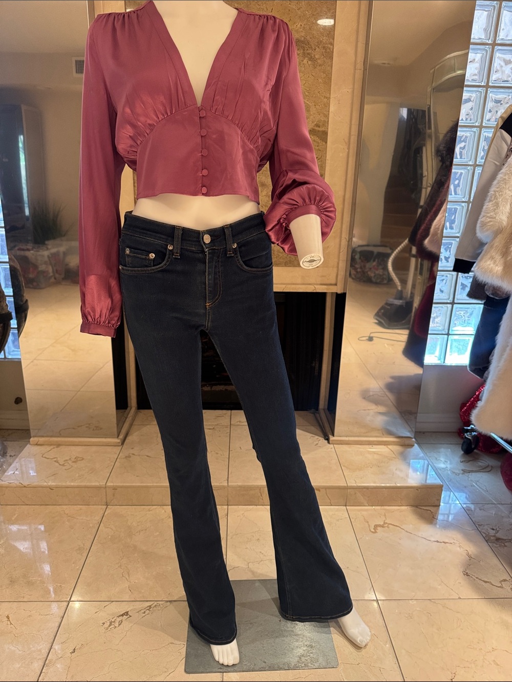 Rag & Bone Skinny Flare Jeans Size 26 Dark Wash Stretch
